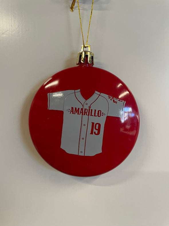 Amarillo Sod  Poodles Red Featuring Our Grey jersey Ornament