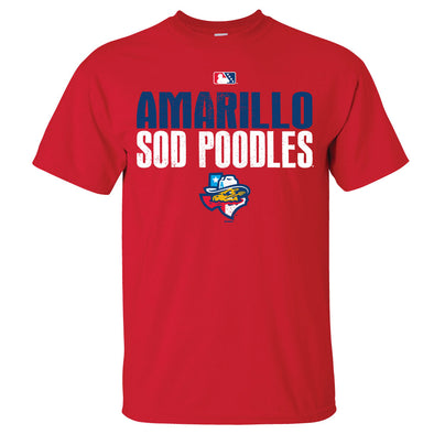 Amarillo Sod Poodles Red Vexed State Tee