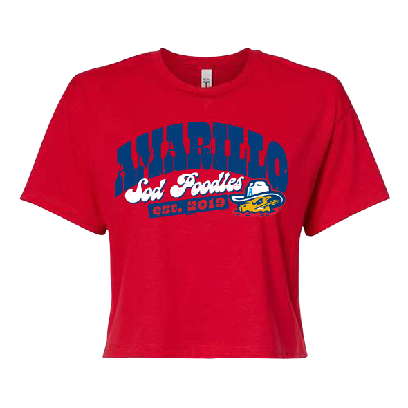 Amarillo Sod Poodles Women's Red Vidalia Game Crop Tee
