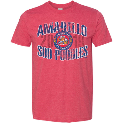 Amarillo Sod Poodles Red Wherever Crest Tee