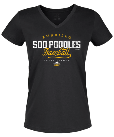 Amarillo Sod Poodles Women's Black Vintage Script Tee