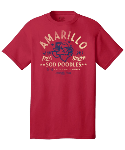 Amarillo Sod Poodles GoTeez Red Classic State Tee