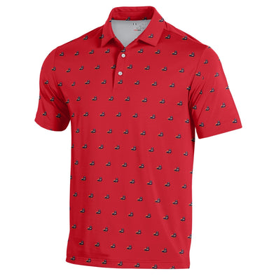 Amarillo Calf Fries Under Armour Red Orange Skillet Logo Polo