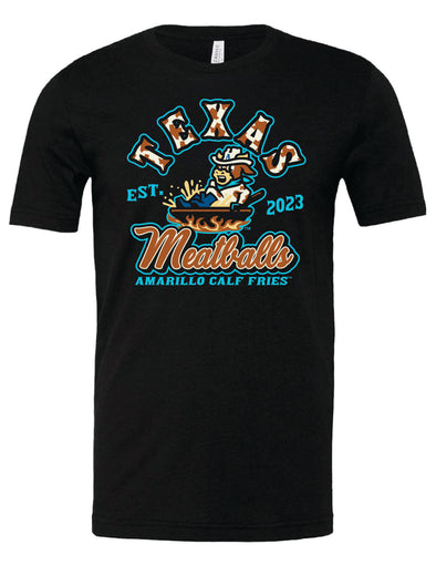 Amarillo Sod Poodles Calf Fries Black Texas Meatball Tee