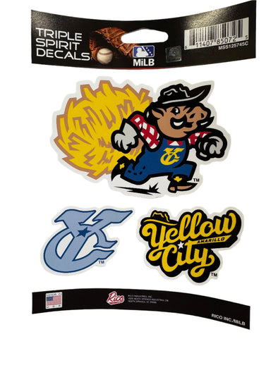 Amarillo Sod Poodles Yellow City Pigweeds Triple Spirit Sticker Set
