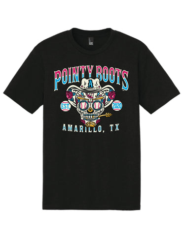 Amarillo Sod Poodles Pointy Boots Sugar Skull Black Tee