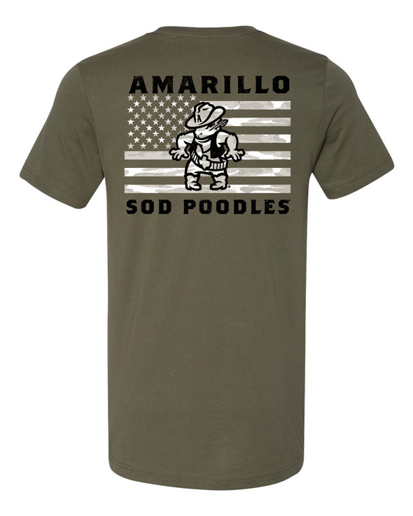 Amarillo Sod Poodles Army Green Military Flag Tee