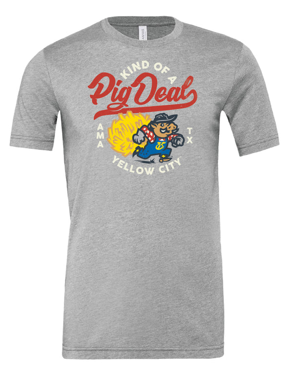 Amarillo Sod Poodles Yellow City Pigweeds YOUTH Grey Pig Deal Tee