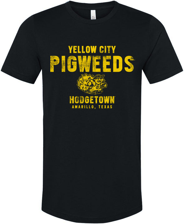 Amarillo Sod Poodles Yellow City Pigweeds Black And Yellow Tee