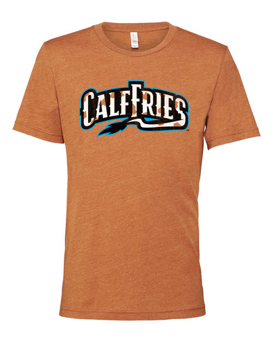 Amarillo Sod Poodles Orange Lets Play Ball Calf Fries Tee