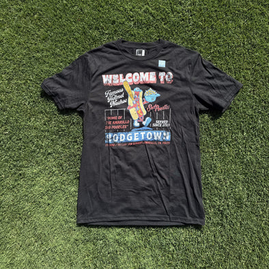 Amarillo Sod Poodles Welcome to Hodgetown Hot Dog Black Tee