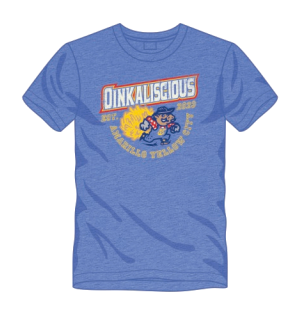 Amarillo Sod Poodles Yellow City Pigweeds Blue Oinkaliscious Tee