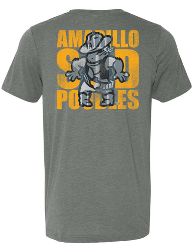 Amarillo Sod Poodles Grey State/ Draw Logo Stencil Tee