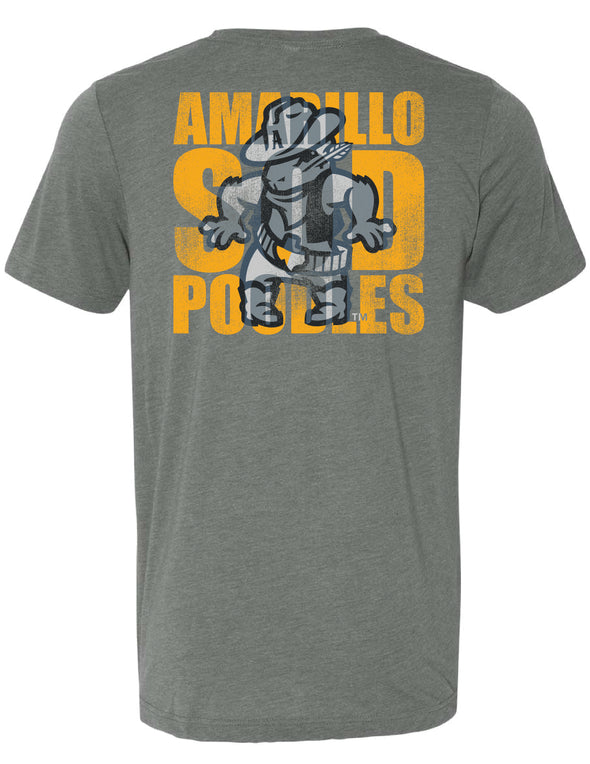 Amarillo Sod Poodles Grey State/ Draw Logo Stencil Tee