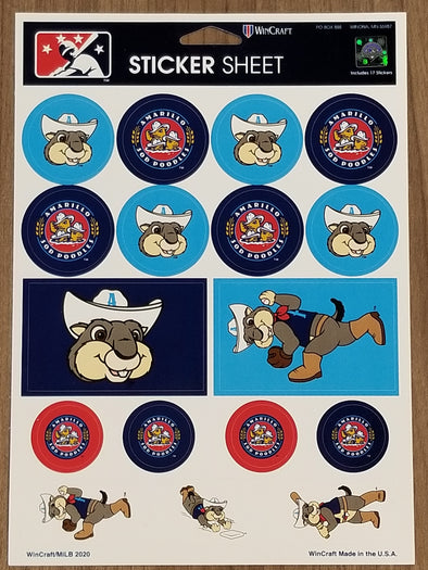 Amarillo Sod Poodles Red, White & Blue Ruckus Logos 17-Piece Sticker Sheet