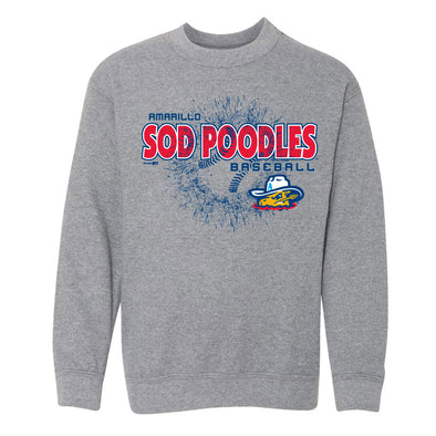 Amarillo Sod Poodles Youth Grey Game Altercation Crew