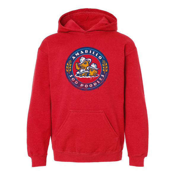 Amarillo Sod Poodles 108 Youth Red Crest Hoodie