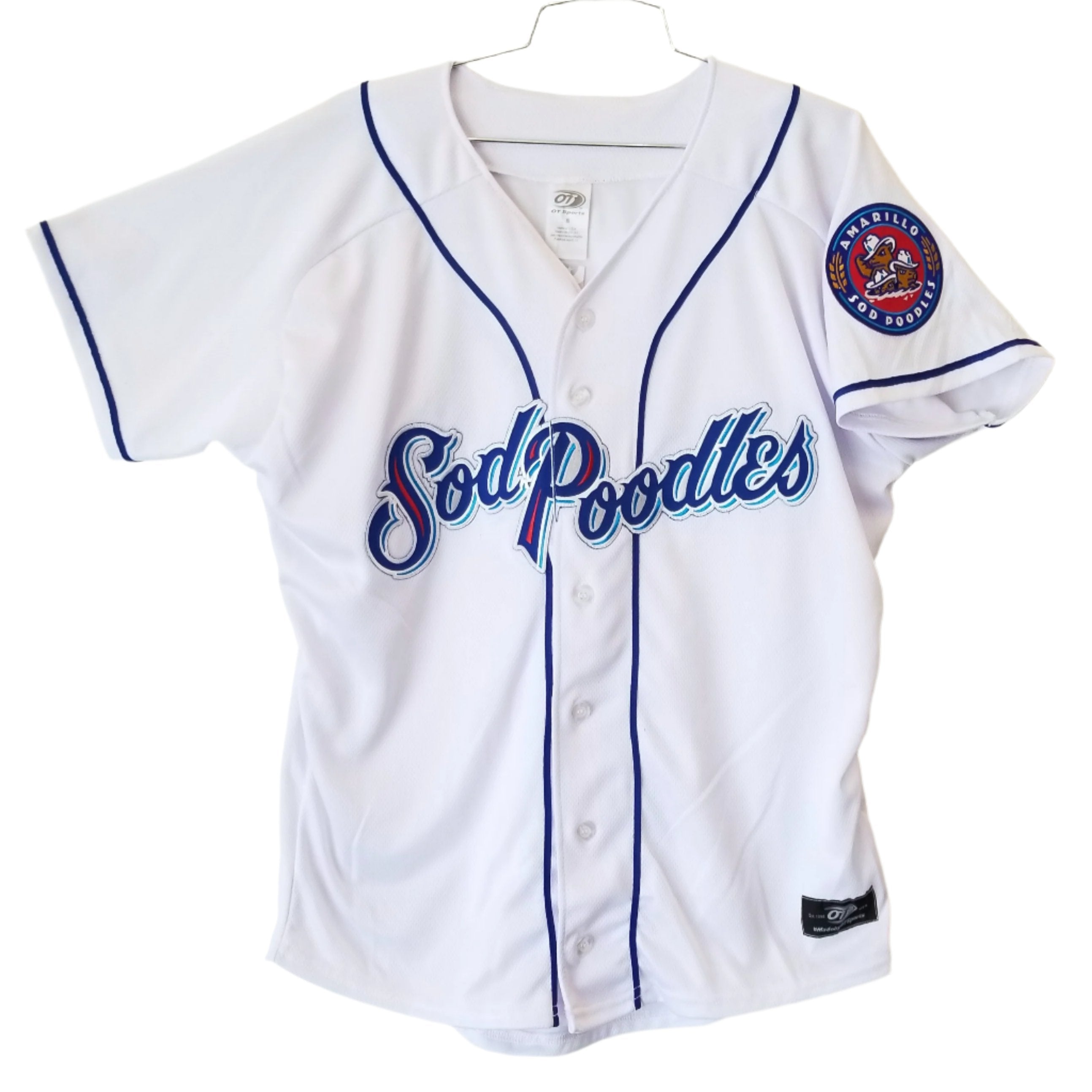 OT Sports Amarillo Sod Poodles Adult White Iron On Patch Replica Home Jersey SM Yes