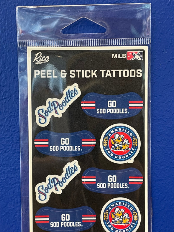 Amarillo Sod Poodles Peel  & Stick Face Tattoos